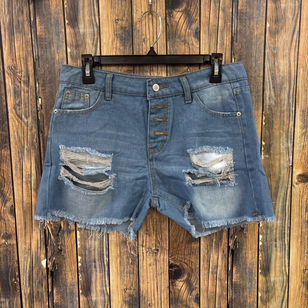 Distressed Denim Shorts, Womens L