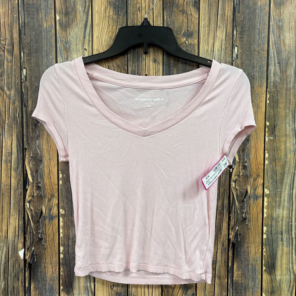 Aeropostale Pink Ribbed Baby Tee, Womens M