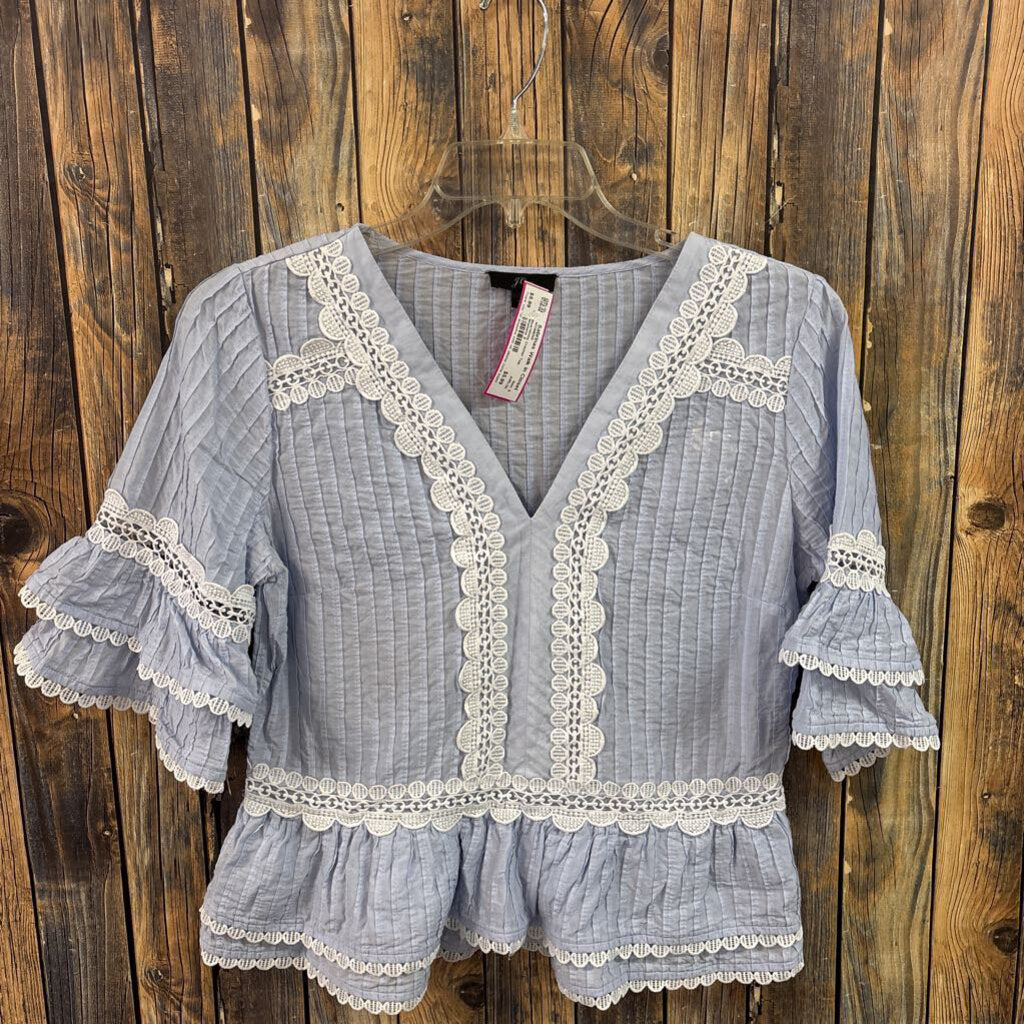 J. Crew Blue/White Crochet Top, Womens S