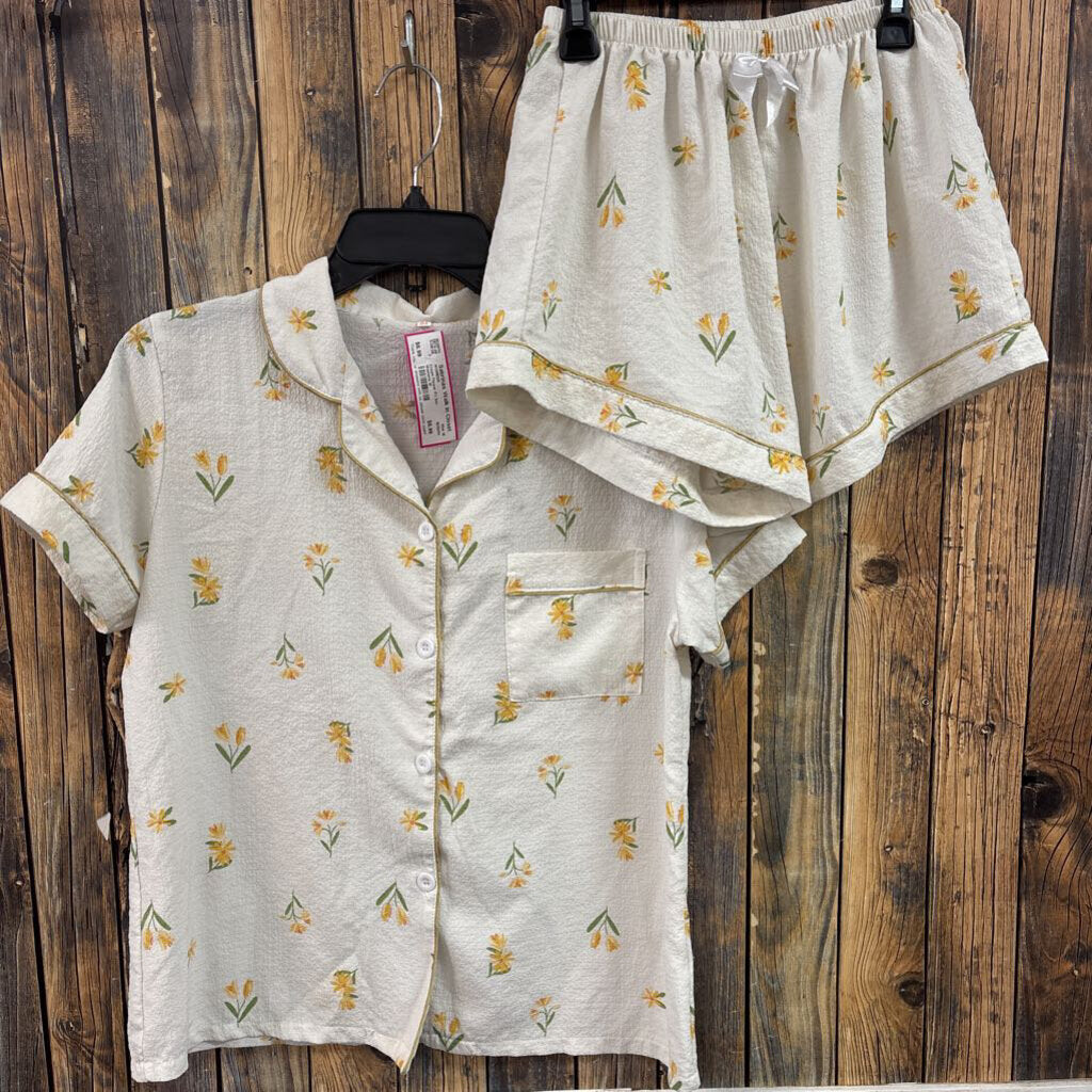 Cream Flower PJ Set, Womens M