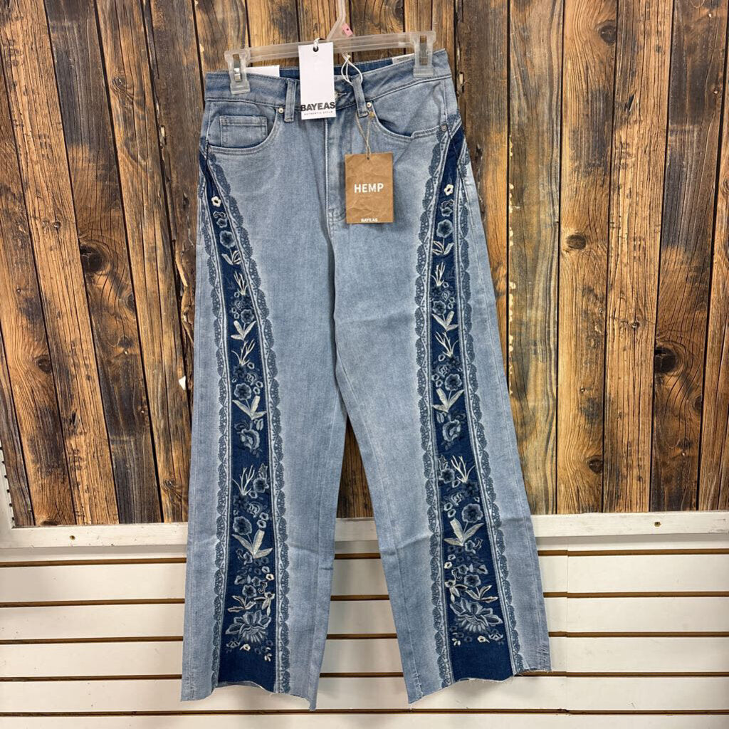Hemp Embroidered Jeans, NWT Women's 26