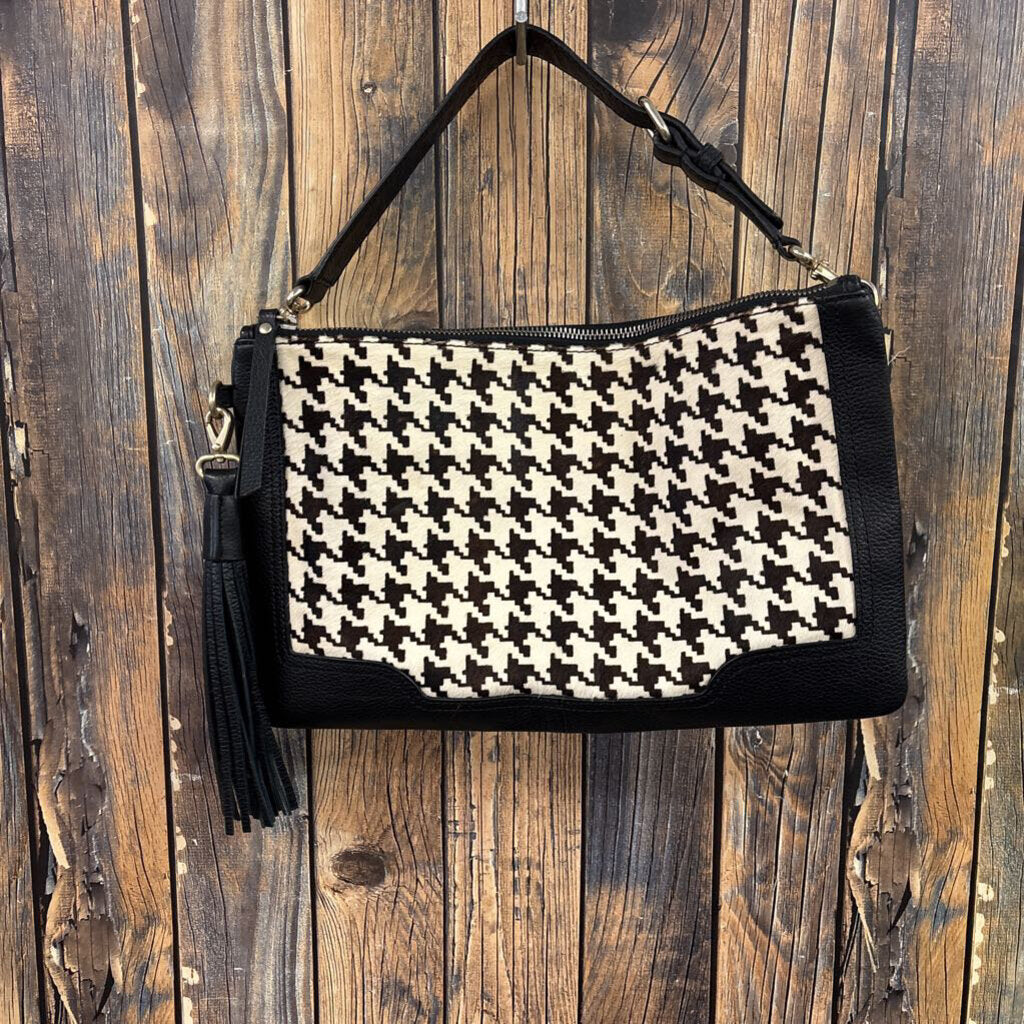 Banana Republic Cow Hide Hounds Tooth Purse