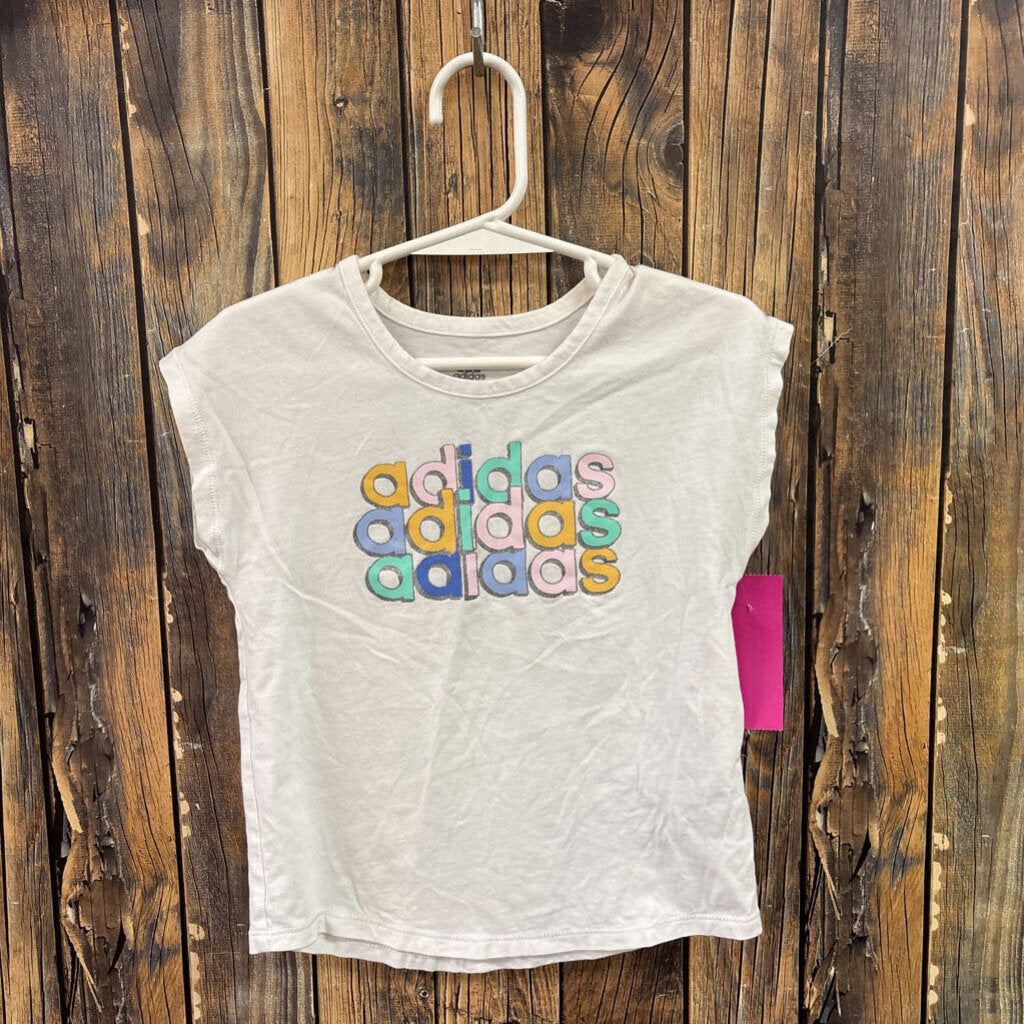 Adidas White/Colorful Tee, Girls 3T