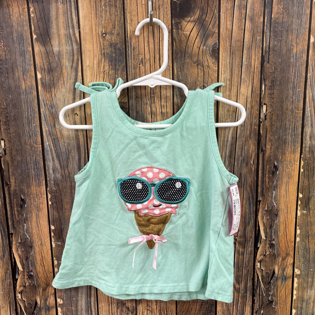 Teal Ice Cream Tank, Girls 3T/4T