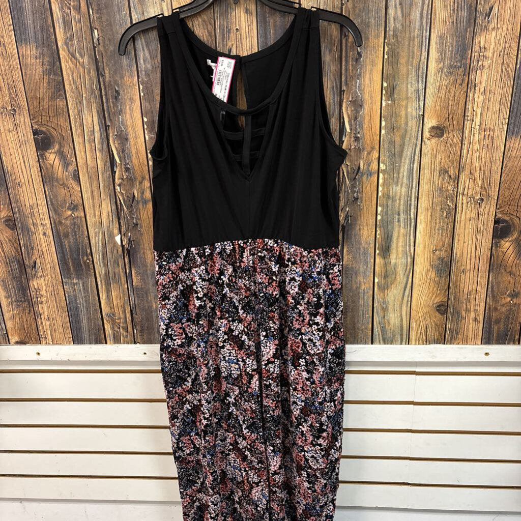NWT Maurices Black Floral Romper, Womens L