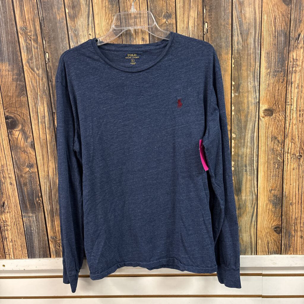 Polo Blue Marled Top, Mens L