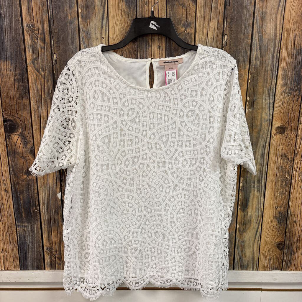 Philosophy White Eyelet Top, Womens XL
