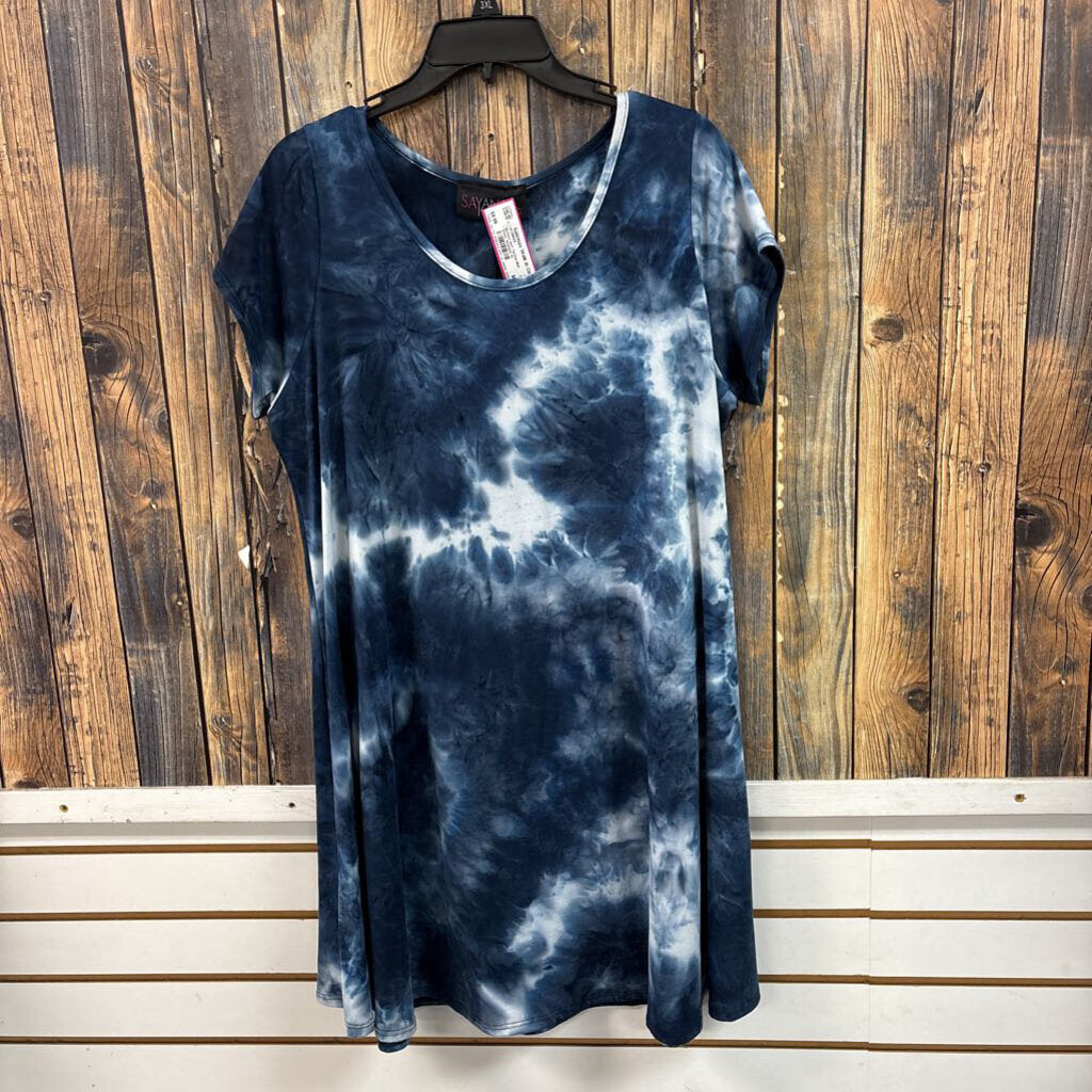 Buttery Soft Tie-Dye Blue Dress, Womens XL