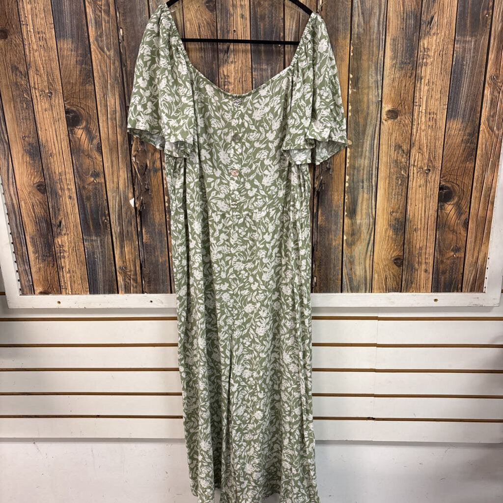 Luxeology Green Floral Romper, Womens XL