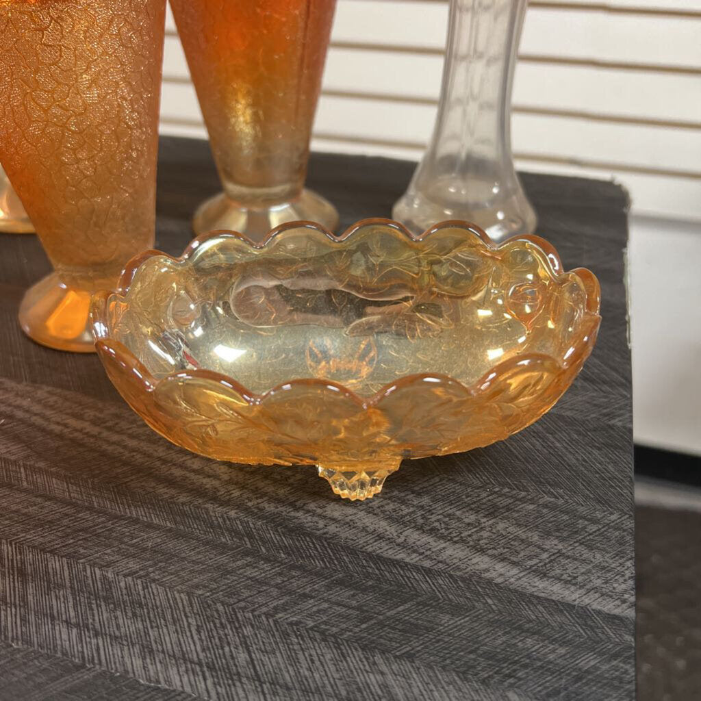 6 PC Orange Carnival Glass Set - NO SHIP