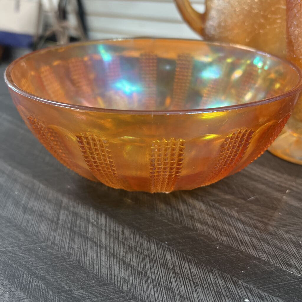 6 PC Orange Carnival Glass Set - NO SHIP