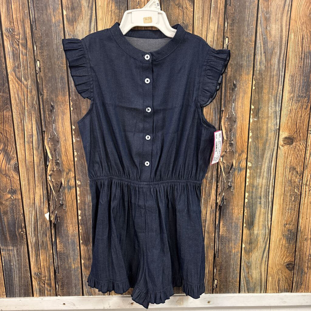Girls Soft Denim Romper, 7/8