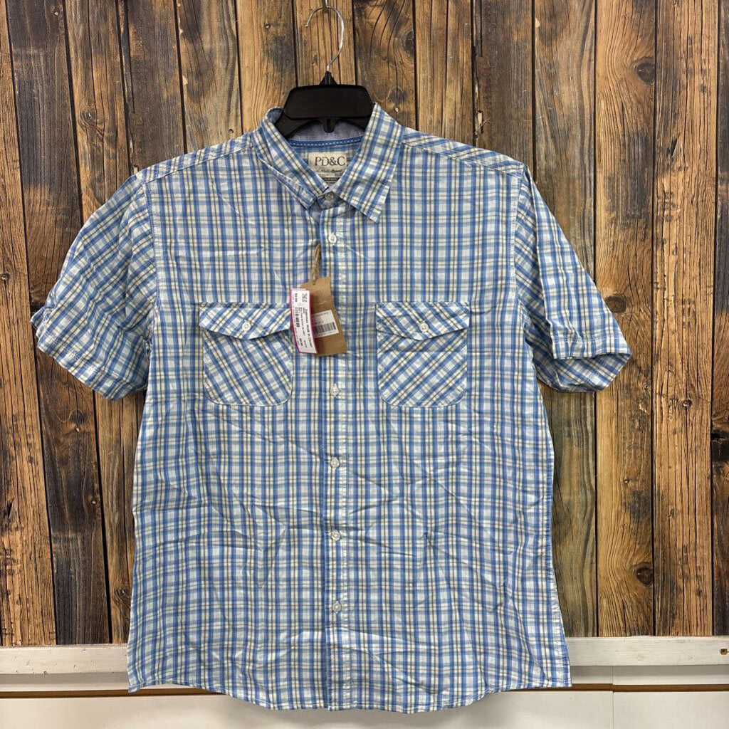 Blue Plaid Button Up, NWT Men's L