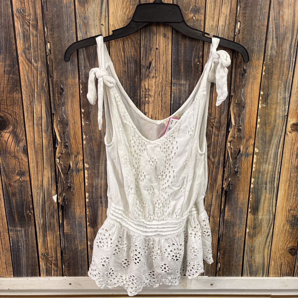 Cynthia Rowley White Eyelet Top, Womens M