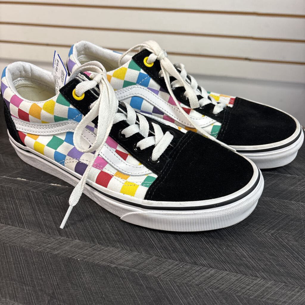 Vans Checkered Rainbow Shoes, Men's 5.5 Women's 7