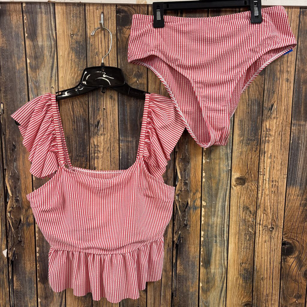 Striped 2pc Swim Suit, Women's XL