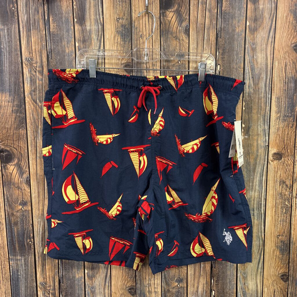 NWT blue sailboat swim trunks men's size XXL