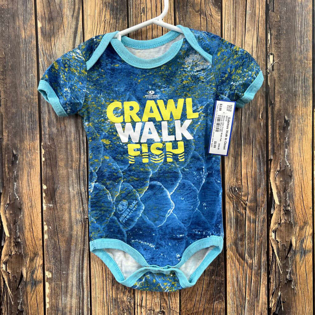 Mossy Oak Crawl Walk Fish Onesie, Boy's 12m