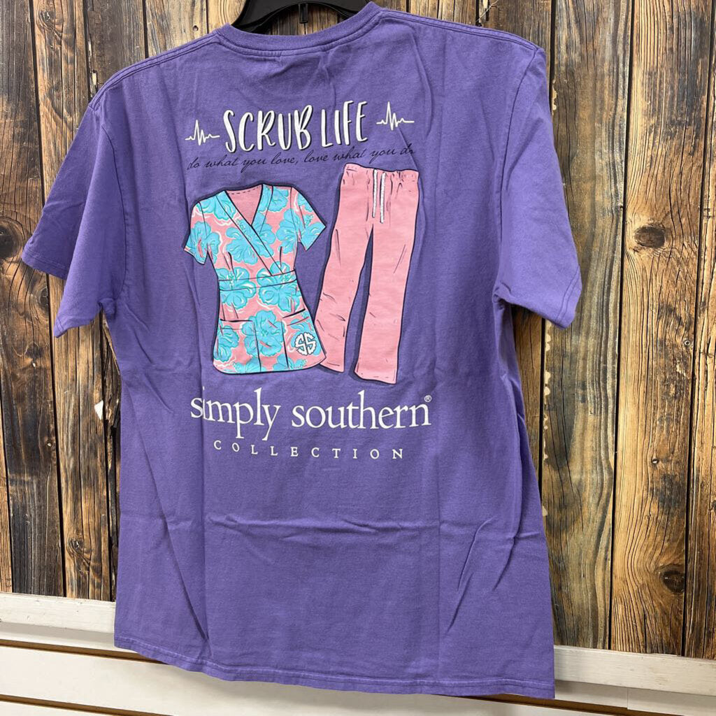 Simply Southern Scrub Life shirt women's size L
