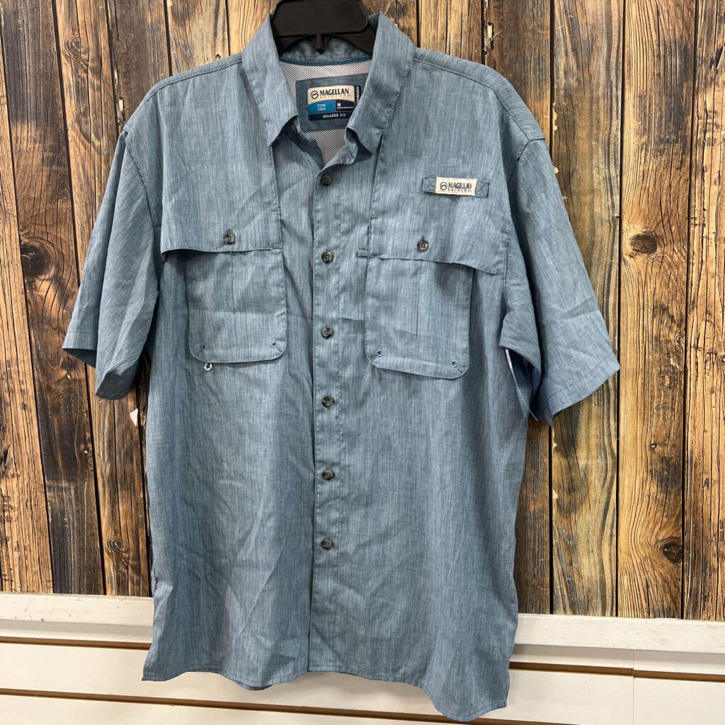 Magellan Blue Button Up, Mens M