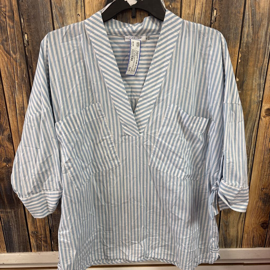 Calvin Klein Blue/White Stripe Top, Womens L