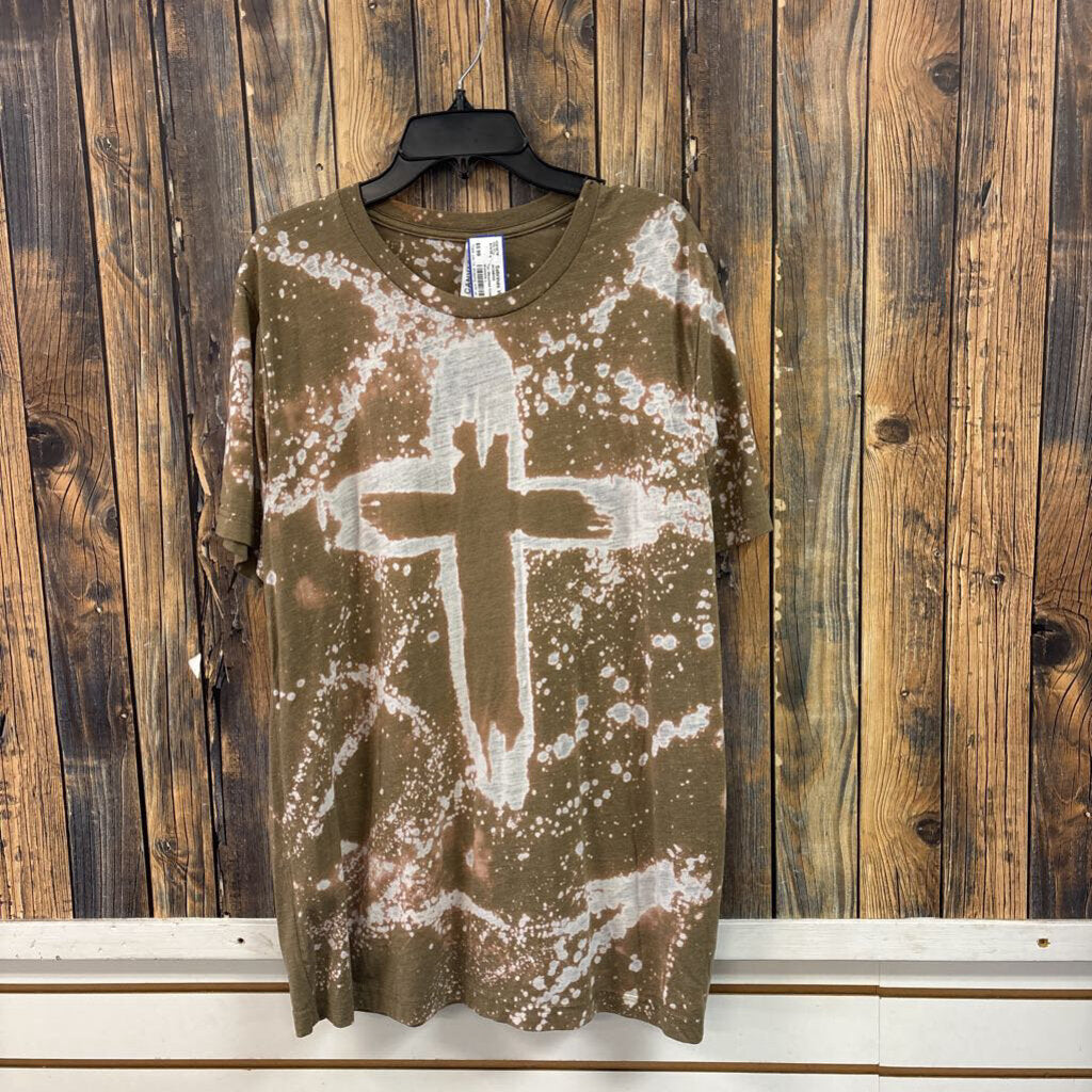 Tan Bleached Cross Tee, Womens L