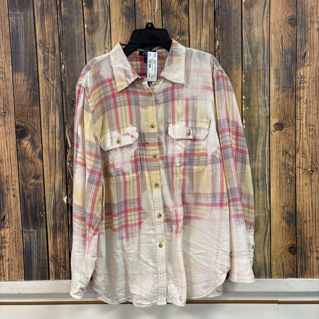 Chaps Pastel Plaid Top, Womens XL