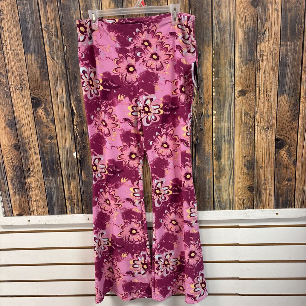 NWT Purple Floral Flare Leggings, Womens XL