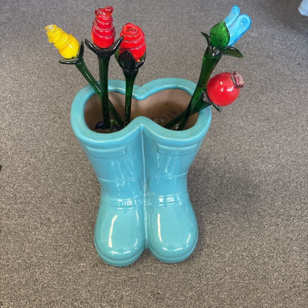 Ceramic Boot Planter; No Ship