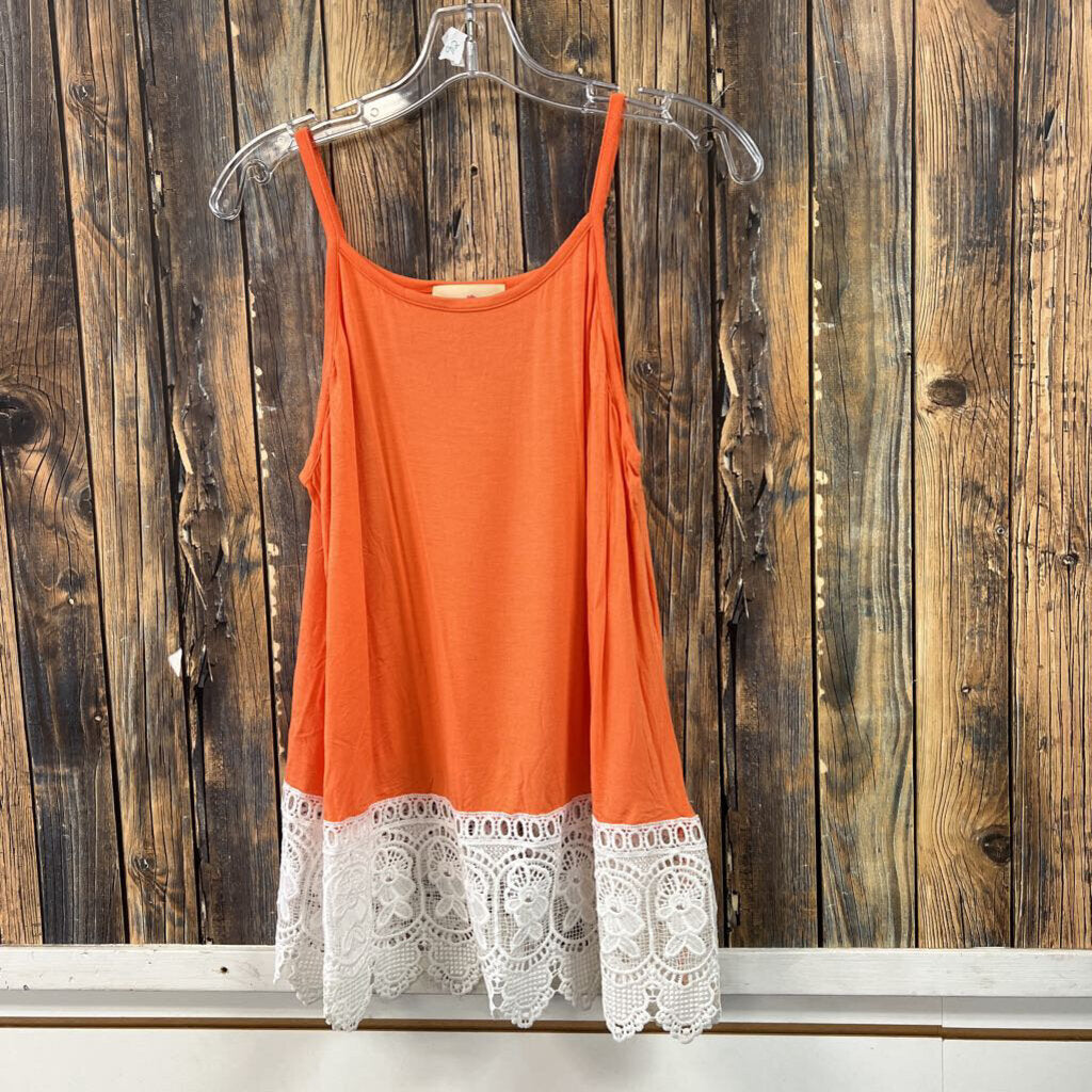Orange Crochet Bottom Tank, Women's XL