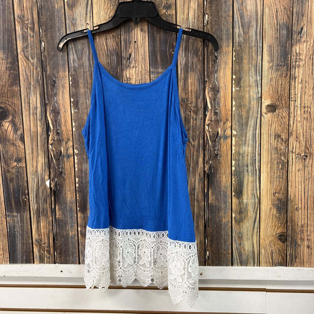 Blue Crochet Bottom Tank, Women's XL