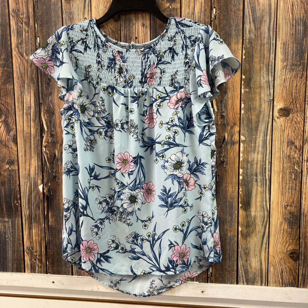 NWT Blue Floral Top, Womens S