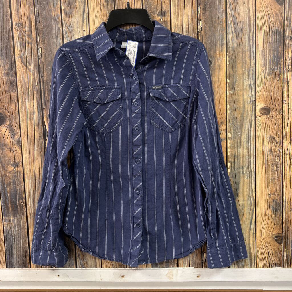 Columbia Navy Striped Top, Womens S