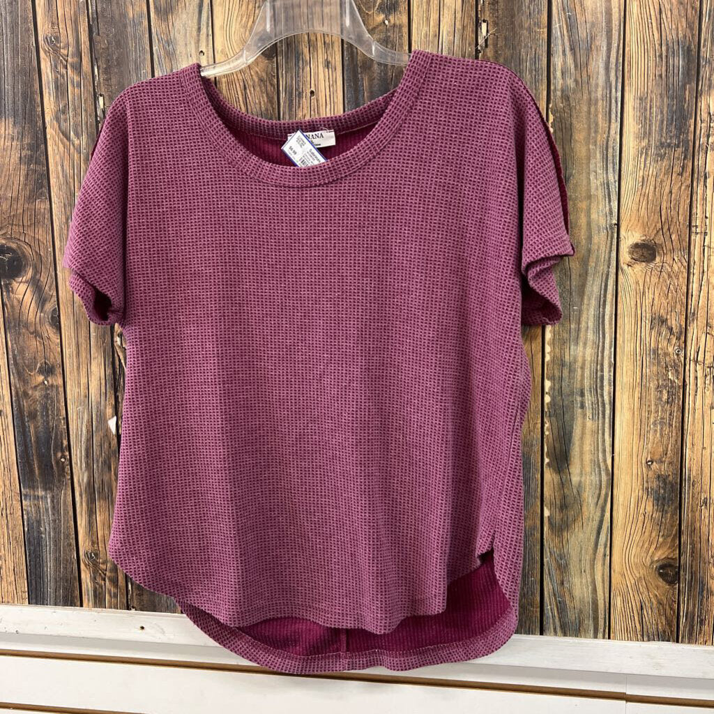 Zenana Waffle Knit Plum Top, Womens XL