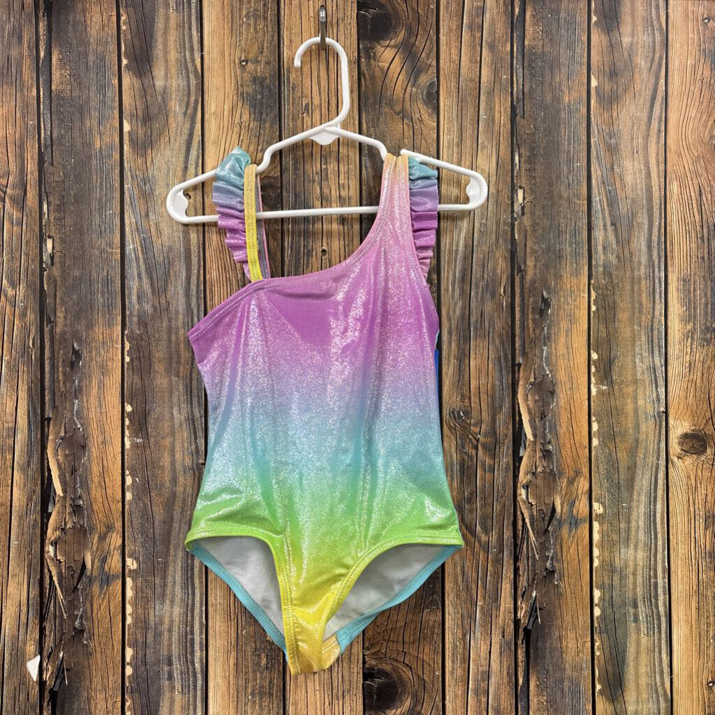 Metallic Rainbow Swimsuit, Girls 4