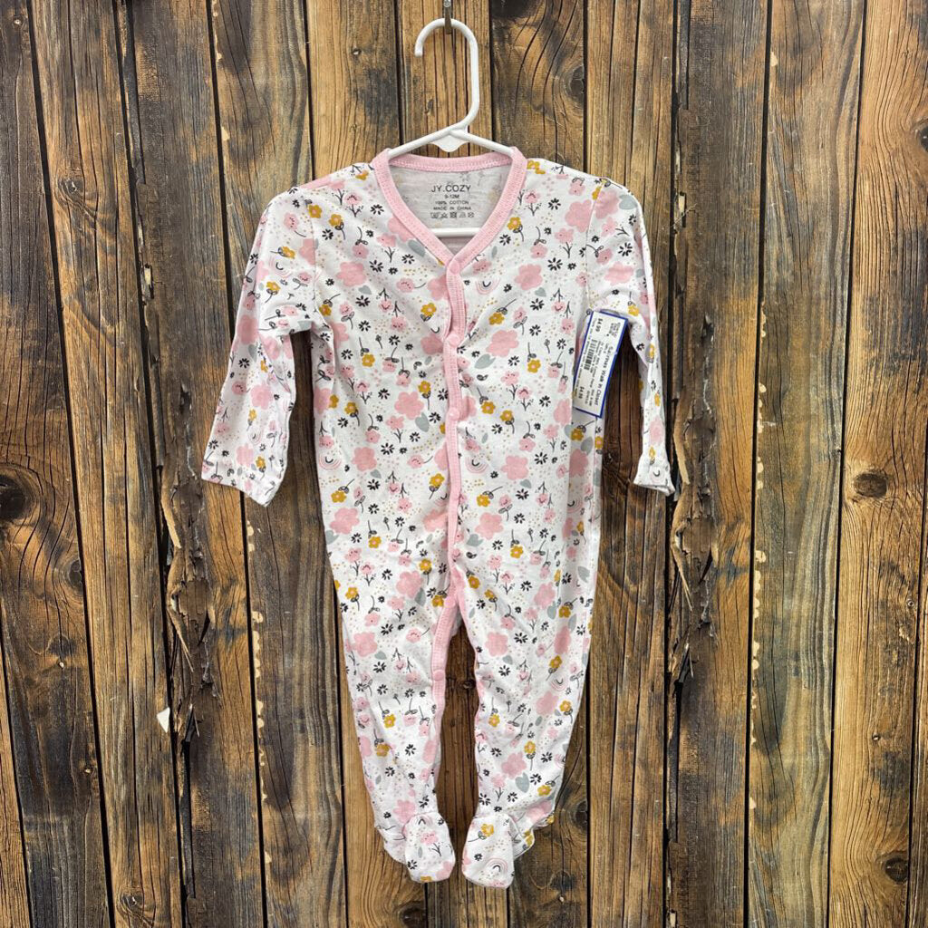 Jy Cozy 100% Cotton Floral Sleeper, Girls 9-12M