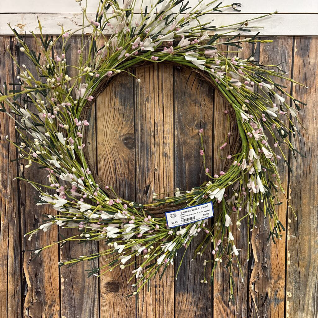Green Floral Wreath, 18 In, no ship