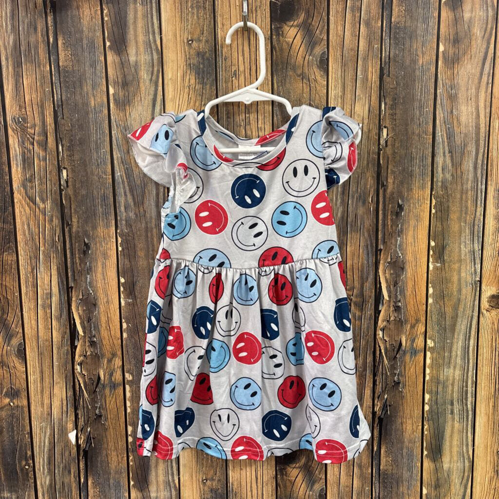 RW&B Smiley Dress, Girl's XS 3/4
