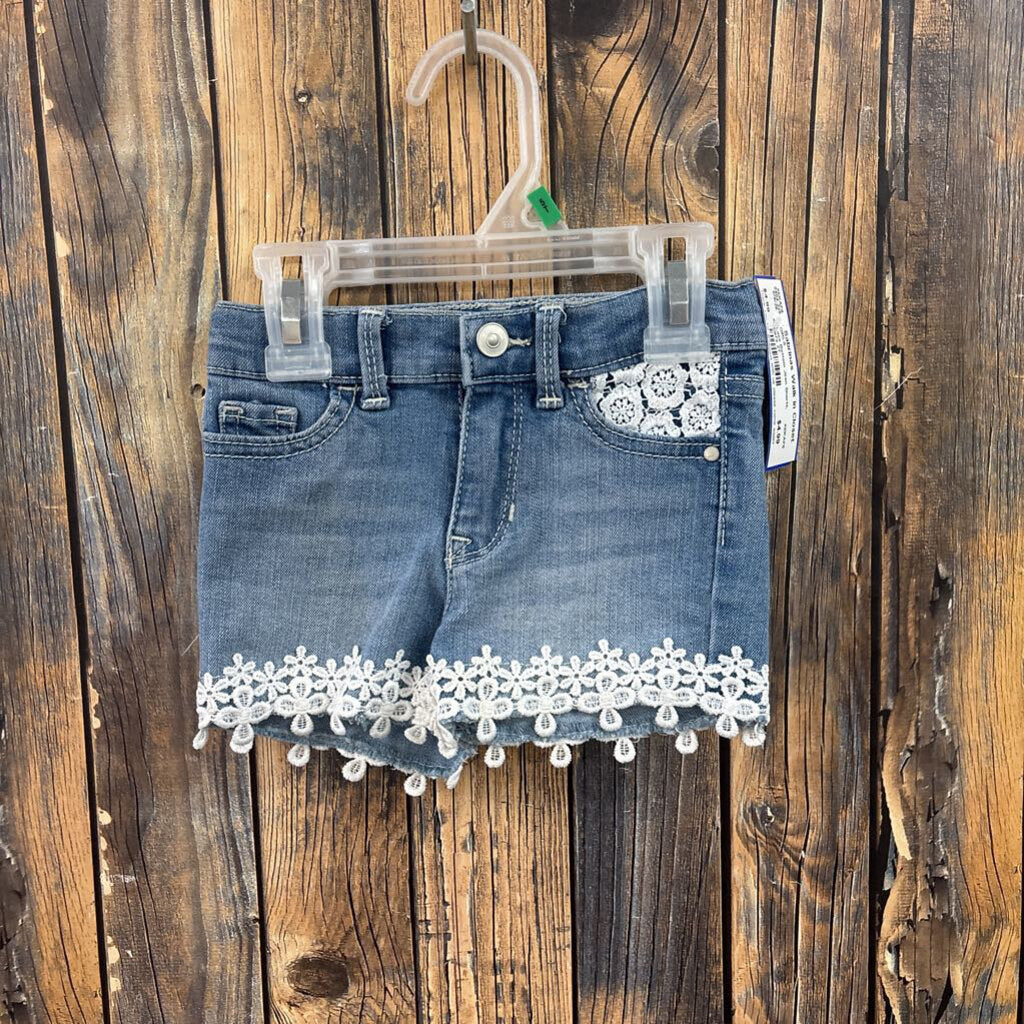 Lace Bottom Jean Shorts, Girl's 2T