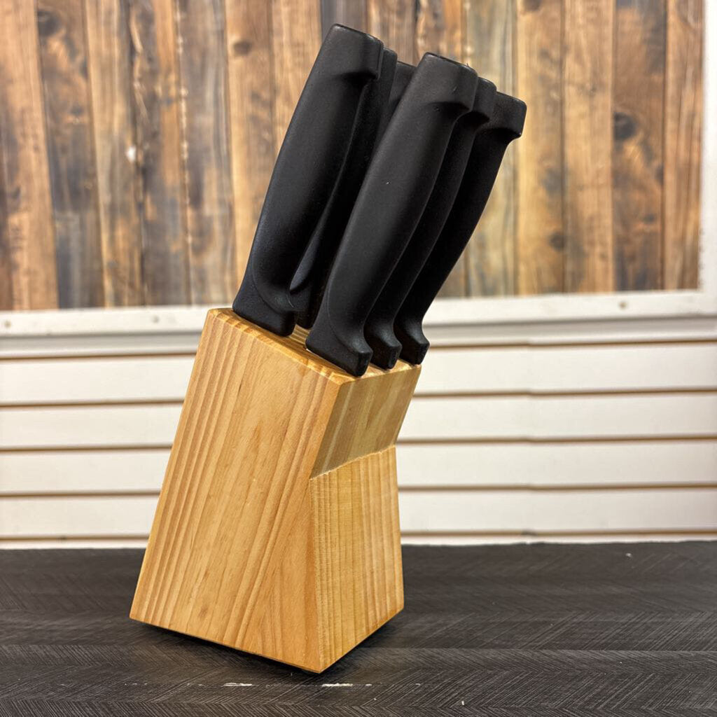 Knife Block Set, Stainless Steel Blades New