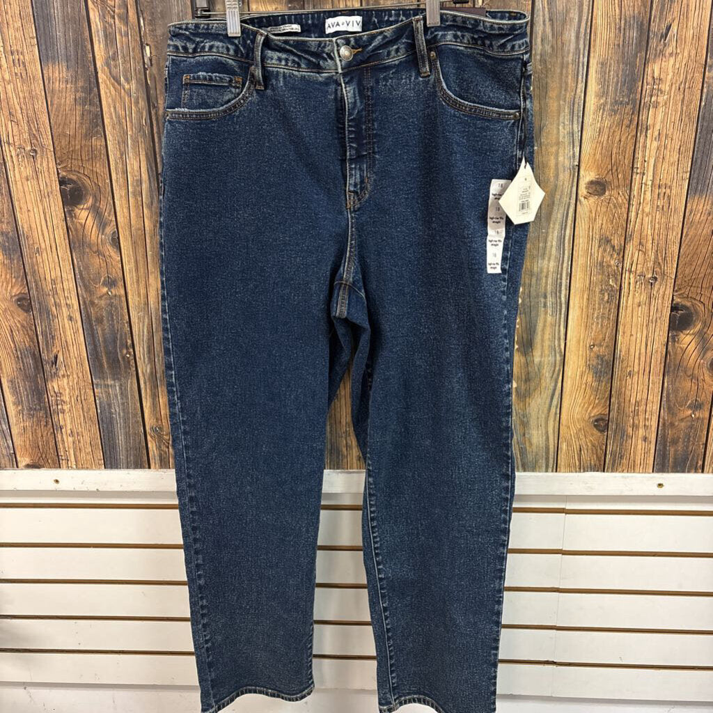 NWT Ava & Viv High Rise 90's Straight Jeans, Womens 18