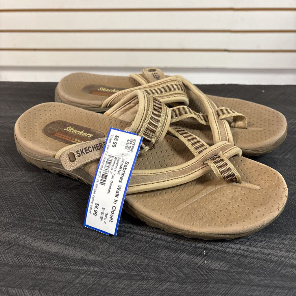 Skechers Tan Sandals, Womens 8