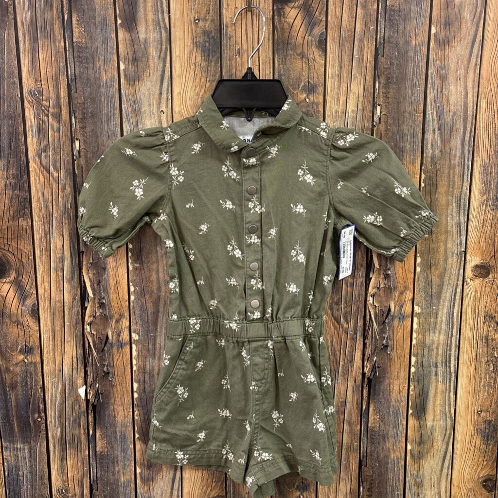Old Navy Sage Denim Floral Romper, Girls 5