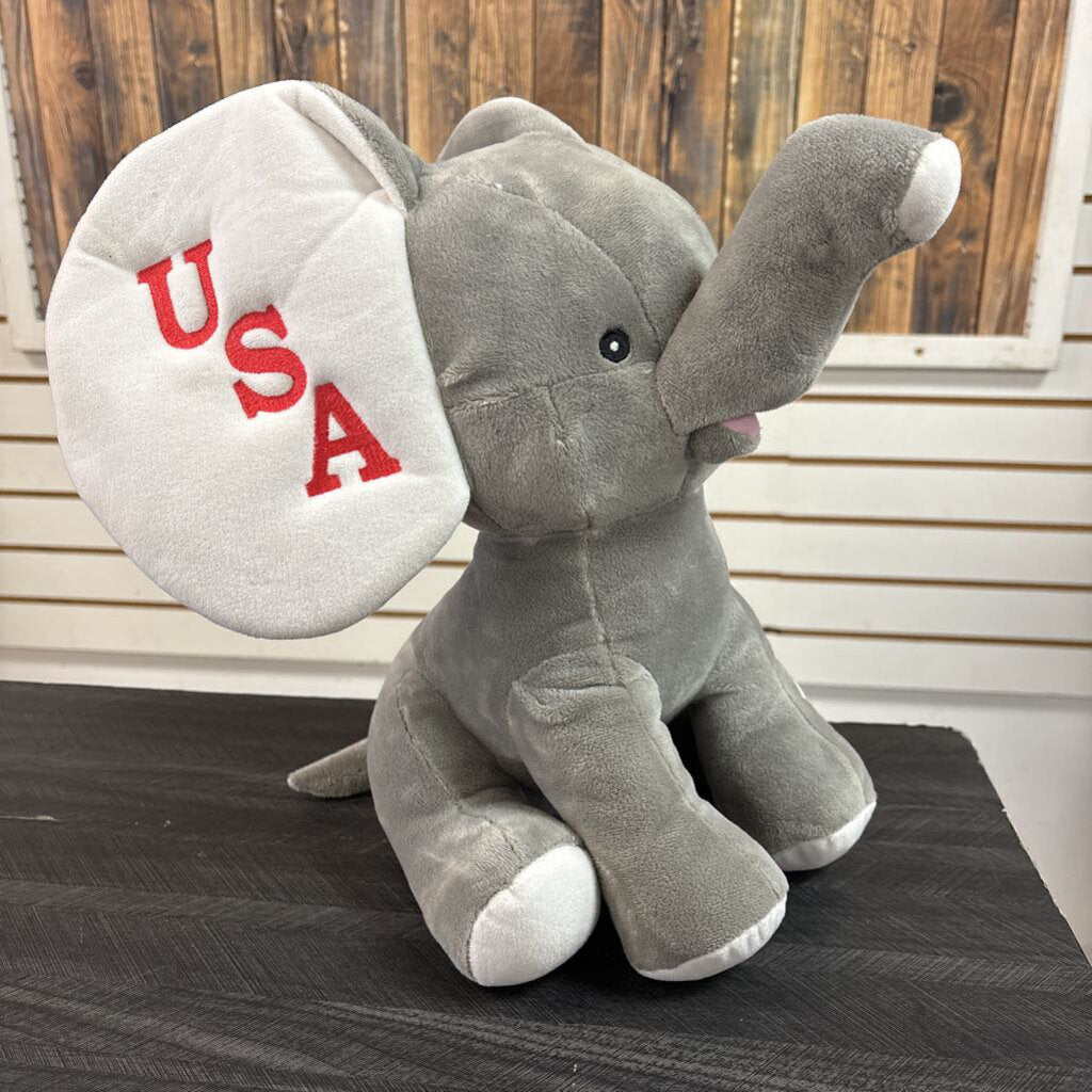 USA Elephant Plush 15in
