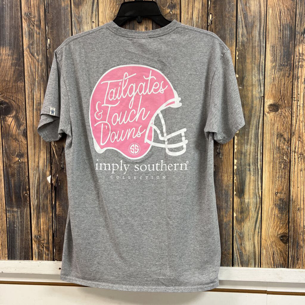 Simply Southern Grey Tailgate Tee, Womens M