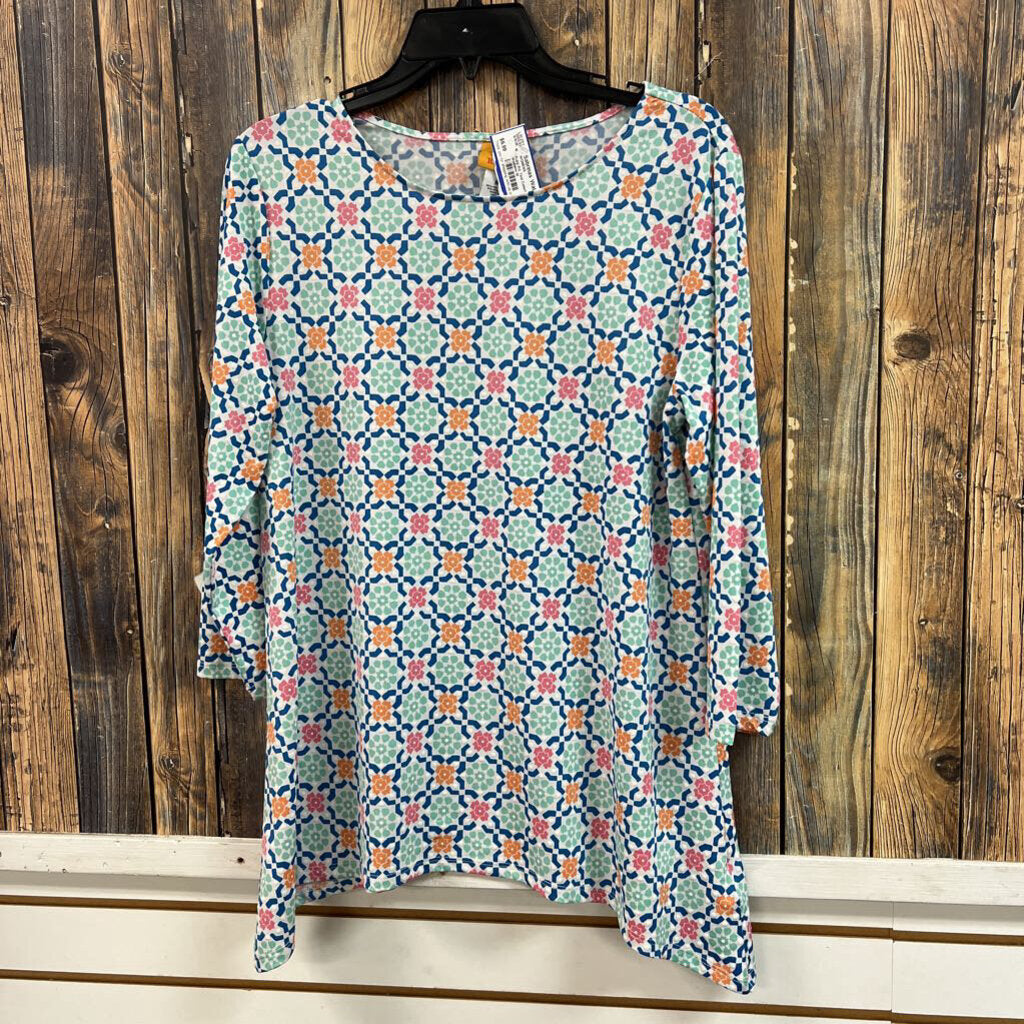 Ruby Rd. Teal Colorful Top, Womens M