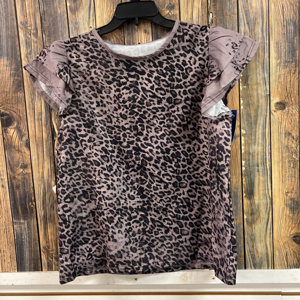 Animal Print Ruffle Sleeve Top, Women's L