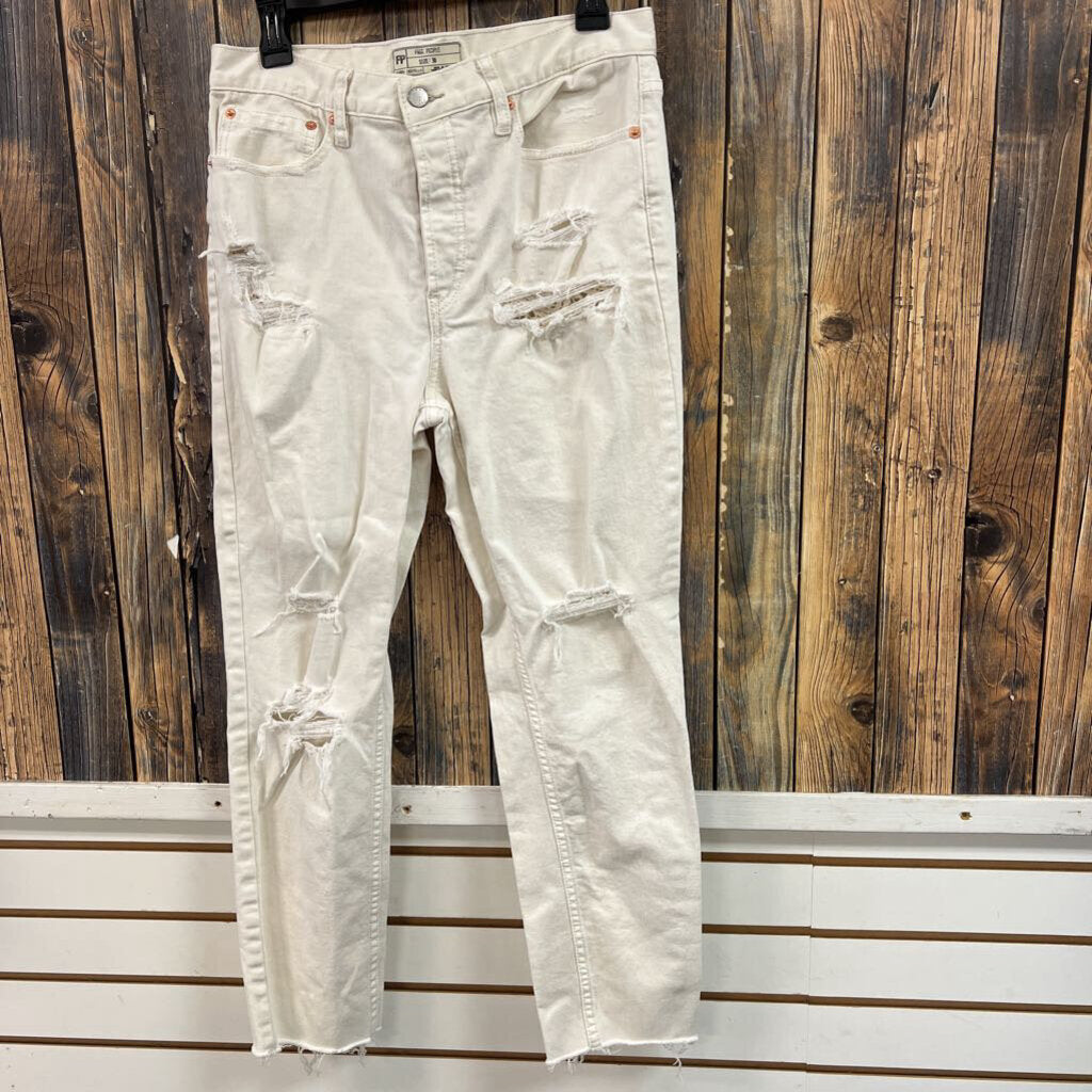 Free People Distressed White Jeans, Women's 30