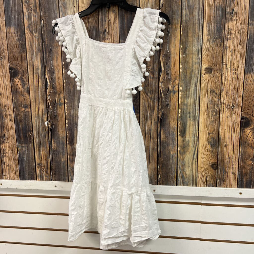 White Pom Pom Dress, Girl's XL