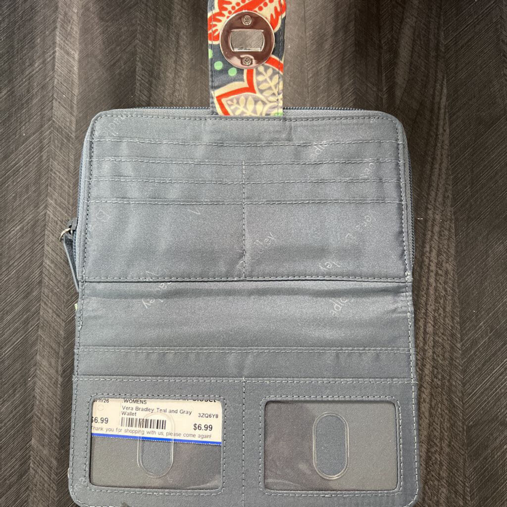 Vera Bradley Teal and Gray Wallet